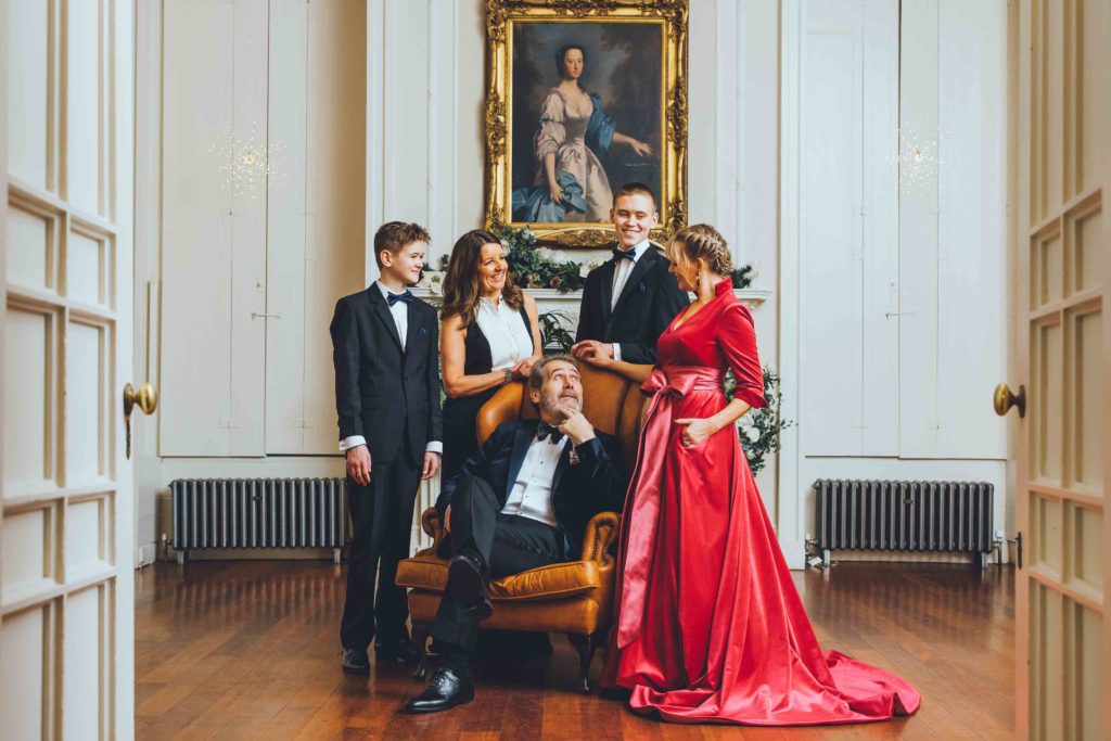 A Ralph Lauren Inspired Christmassy Family Portrait taken in Rowton Castle's Cardeston Suite