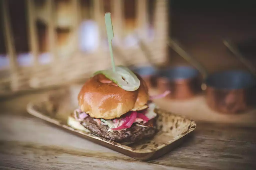 Gourmet burgers served during the Rowton Castle wedding evening reception
